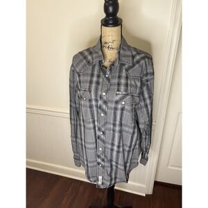 Rafter C Cowboy Collection Snap Buttonโ Long Sleeve Size XL Black/Gray